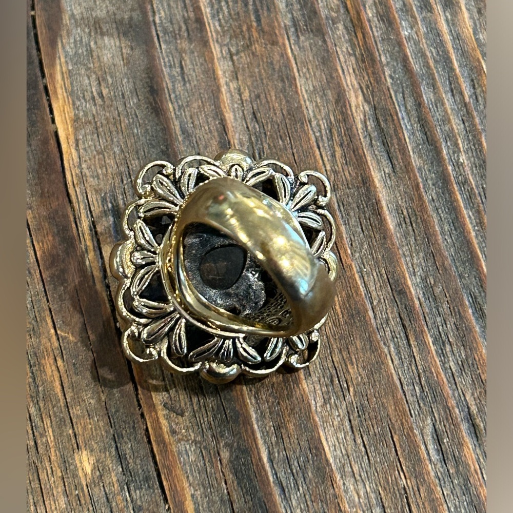 Vintage Barse Turquoise & Amethyst Bronze Ring Size 7 - Picture 8 of 8